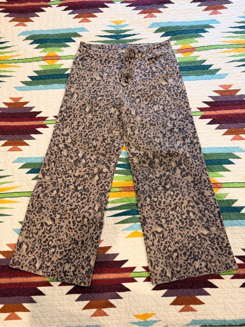 Kut from the Kloth Taupe and Black Leopard Wide-Leg Jeans